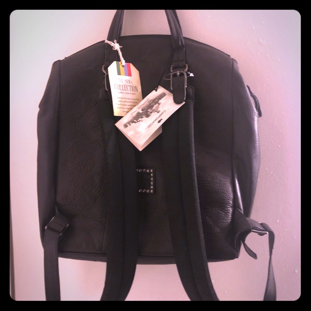 Men’s Italian leather backpack (black)